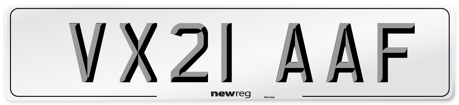 VX21 AAF Number Plate from New Reg